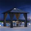 Devoko Gazebo 3 x 3 impermeabile con Luce LED, stabile, in alluminio, gazebo da giardino, con tetto fisso, protezione UV, adatto per scene esterne, grigio