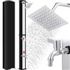 LIFERUN Doccia Solare 40 L,Doccia Solare da Giardino,con Soffione a Pioggia,Rubinetto,Attacco per Tubo,Custodia Protettiva,4PCS Chiodo da Terra,Doccia per Piscina Senza Elettricità,Acqua Calda fino a 60 °C