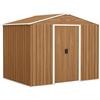 Outsunny Casetta da Giardino 3.6m² in Acciaio Zincato, Marrone Scuro | Prese d'Aria, Doppia Porta Scorrevole Bloccabile, Tetto Inclinato, Capanno da Giardino, Capanno Porta Attrezzi