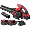 XIAZIR Soffiatore per Foglie a Batteria con 2 Batterie da 4,0Ah e Caricabatterie, Motore 21V da 28000 giri/min, 210 km/h / 1104 m³/h,Display LCD, 3 Velocità, Leggero per Giardino, Terrazza e Vialetto
