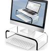 AboveTEK Supporto Schermo Acrilico Trasparente, Supporto Scrivania Computer & Portatile, Qualità Premium per Ufficio a Casa, Supporto TV PC con Vassoio Tastiera Heavy 30.8x20.8x10cm