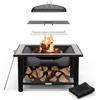 Blumfeldt Merano Avanzato Braciere da Giardino - 3-in-1 Braciere Barbecue & Tavolo, Telaio in Acciaio, Piano in Terrazzo, Include Griglia, Attizzatoio, Parascintille & Coperchio, Design Mediterraneo