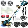 SUAIIOLK Decespugliatore a Batteria, Tagliabordi a Batteria con 2 Batterie e 4 Tipi lame, Decespugliatore Elettrico con Ruote e Spazzola per Erbacce, Tagliaerba Elettrico Brushless, Telescopica Regolabile, Blu