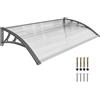Outsunny Pensilina Tettoia da Esterno 110x60cm in Policarbonato Grigio | Tettoia per Esterno, Staffe in Policarbonato, Barre in Alluminio, per Balcone Finestre e Porte