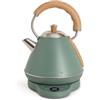 CREATE/KETTLE RETRO PRO/Bollitore elettrico da 1 L con controllo della temperatura verde salvia/Sistema di autospegnimento, ebollizione rapida, base antiscivolo, pannello trasparente, 1200W