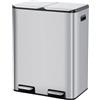 IDEALHOUSE Pattumiera da cucina in acciaio inox da 60 l, con 2 contenitori | Filtro antiodore, coperchio soft-close, contenitore interno rimovibile, resistente alle impronte grasse, antiscivolo