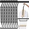 DUCOO 10 grucce magiche salvaspazio, 5 fori, in plastica robusta, organizer per armadio, organizer salvaspazio, accessori essenziali per dormitorio universitario (nero)