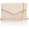 Toptime Pochette e Clutches Donna in Paglia, Busta Borsa Paglia da Spiaggia a Boemie Tessuto, Piccola Pochette Matrimonio Donna con Catena, Elegante Borsa a Tracolla Ete per Ceremonie Vacanze Prom