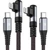 SWECENT Cavo ligtning USB C [2 pezzi 3M], Cavo di ricarica per i Phone a 90 gradi Cavo di ricarica ligtning veloce in nylon di tipo C per i Phone 14/13/Pro/Pro Max/Mini/12/12 Pro Max/Mini/11 Pro