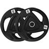 PH Fitness Set 10 kg Dischi Tri-Grip in ghisa con foro da 50 mm e maniglie ergonomiche - antiscivolo, qualità da studio per l'allenamento di forza, il powerlifting e il crossfit
