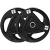 PH Fitness Set 5 kg Dischi Tri-Grip in ghisa con foro da 50 mm e maniglie ergonomiche - antiscivolo, qualità da studio per l'allenamento di forza, il powerlifting e il crossfit
