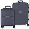 Pepe Jeans Accent Set Valigia Blu 55/70 cm ABS Rigido Chiusura TSA Integrata 116L 7,54 kg 4 Doppie Ruote Bagaglio a Mano