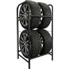 Relaxdays scaffale per 4 pneumatici, HLP: 106 x 53 x 46 cm, 200 kg, nero | acciaio, 2 ripiani