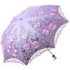 LCY Ombrello pieghevole da donna in pizzo ricamato a doppio piano, anti-UV, per sole/pioggia/neve