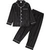Hoseay Ragazzi Ragazze Pigiama Satinato, Maglietta e Pantaloni, 8-13 Anni | Manica Lunghe, Vita Elastica, 2 Pezzi, Abbigliamento da Notte, Morbido, Leggero, Abbigliamento Casa, con Bottoni, Primavera