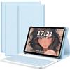 Vizbloc Custodia per tablet DEERTiME E15 da 10,1 pollici con tastiera staccabile 2 in 1 in pelle PU antiurto con supporto regolabile per studenti e uso in ufficio (celeste, DEERTiME E15)
