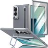 COQUE Custodia per Samsung Galaxy Z Fold 8 con Slot per S Pen-Grigio | Incluso stilo ultra-sottile, vetro 9H, telaio come cavalletto, PC opaco anti-impronta, pulsanti metallo