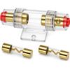 QWORK® Supporto portafusibili AGU 30A 12V - Supporto inline per cavi 4/6/8/10 AWG