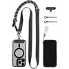SMALLRIG Tracolla per Telefono Pelle e Nylon Nero - 4989 | Cordino regolabile da collo o tracolla per smartphone, gancio integrato per accessori