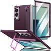 COQUE Custodia per Samsung Galaxy Z Fold 8 con Slot per S Pen-Bordeaux | Incluso stilo ultra-sottile, vetro 9H, telaio come cavalletto, PC opaco anti-impronta, pulsanti metallo