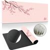 Hearda 3D Modello Tappetino Mouse, Sakura Elegante Tappetino Mouse XXL/XL/L,Tappetino Mouse Gaming con Base in Antiscivolo e Bordi Cuciti,Mouse Pad per Ufficio e Casa (Rosa,700x300x3mm)