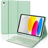 IVEOPPE Tastiera per iPad A16 11 Generazione 11 2025/10 Generazione 2022 10.9 | Cover Keyboard Bluetooth Staccabile con 7 Colori Illuminato, Italiano QWERTY, Custodia Tastiera con Portapenna, Verde chiaro