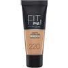 Maybelline New York Fondotinta Fit Me Matte&Poreless, Finish Opacizzante e Fissante, Tonalità: 220 Natural Beige
