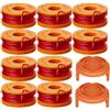 esmusssein Confezione da 12 bobine di filo per decespugliatore compatibile con Worx WG163 WG180 WG175 WG150 WG160 filo in nylon autoalimentazione con 2 coperture WA0010