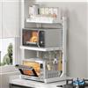 ABCOOL Scaffale per forno a microonde regolabile a 2 livelli regolabili e regolabili in altezza in acciaio al carbonio con 3 ganci a morsetto, porta forno elettrico