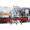 YS-Art Quadro Dipinto a Mano Originale - Astratto Geometrico Grigio Rosso