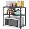 MF artSHOP Scaffale Porta Microonde Salvaspazio 2 Ripiani con Supporti Laterali, Organizer Cucina Multifunzione, Mensola per Microonde, Tostapane, Macchina Caffè, Bianco 54x26x60 cm