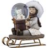 Holz Glas Design HGD Legno Vetro Design - Bambino invernale con slitta e sfera di neve - 10 x 5 x 11 cm - Palla di neve festiva con motivo natalizio - Incantevole decorazione da tavolo - Dettagli curati