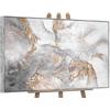 YS-Art Quadro Astratto Materico Beige Oro e Grigio, Dipinto Moderno