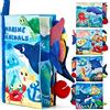 hahaland Libro Tattile Neonato 0-6 Mesi, Libri di Stoffa 12 Animali Marini | Giochi Sensoriali Interattivi, Parti Tattili, Tummy Time, Primi Giochi Educativi, Regalo Bimbo Bimba 0 3 6 Mesi