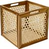 HMF Cestino portaoggetti compatibile con scaffale KALLAX, cesto in rattan con intreccio viennese e legno di acacia, motivo 2, 32 x 34 x 32 cm