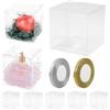 lalago 30Pcs Scatole Trasparenti per Bomboniere e Natale 12 x 12 x 12 cm | Scatoline Portaconfetti Trasparenti, PVC Cubo Trasparente con 2 Rotoli di Nastri Oro