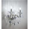 TOT ELECTRIC Applique da parete 2 braccia attacco piccolo E14 argento classico vetro con cristalli lampada vintage incluso 2 lampadine candela luce fredda