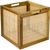 HMF Cestino portaoggetti compatibile con scaffale KALLAX, cesto in rattan con intreccio viennese e legno di acacia, motivo 3, 32 x 34 x 32 cm