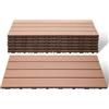 Lospitch Piastrelle in WPC, 30 x 60 cm, set da 6 per 1 m², effetto legno, per giardino, balcone, pavimenti con drenaggio e sistema a click, piastrelle di legno marrone
