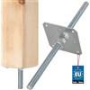 KOTARBAU® Supporto per Pali in Legno 160x160 mm, Filettatura M24x500 mm | Fissaggio Pali Legno, Supporti Regolabili Pavimento, Staffe per Pali, Staffa per Travi da Cementare, Acciaio Zincato, Argento