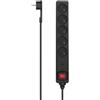 Hama Multipresa Parasurtensore con interruttore luminoso (blocco 5 prese 16A, prolunga 1,5 m, presa multipla a risparmio energetico, prese 45°, presa maschio piatta, 3680W, cavo H05VV-F3G1.5) nero