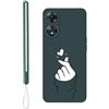 KARTXITAI Cover Compatibile con Oppo A58, Dita con cuori motivo Custodia con morbida in Silicone TPU con Assorbimento degli Urti e Anti-Graffio-Verde