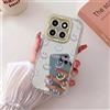 HAONANDE Custodia Specchio per Honor 400 Smart 4G/Honor X7D 4G/5G, Motivo Cuore Viso Lucky Cover Trasparente Lucida, Retro PC Rigido Bumper TPU Morbido Antiurto case Giallo