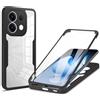 YUXING Cover per Honor 600 Smart, 360 Gradi Antiurto | Protezione dello Schermo Integrata, Protezione Integrale, TPU+PC, Retro Trasparente, Bordi Rialzati, Antigraffio-Nero
