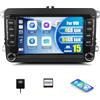 CAMECHO 4+64G Autoradio Android 15 per VW Golf 5 6 Touran Polo Touran con CarPlay/Android/Mirror Link,7 HD TouchScreen Schermo Navigatore WiFi RDS FM USB Bluetooth Comandi al Volante