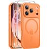 Qasyfanc Magnetica Cover per iPhone 17 Pro Max, Arancione | Compatibile con MagSafe,con 2 Pezzi Vetro Temperato Pellicola, Cover Clear Slim Fit Antiurto Militare Antigiallo
