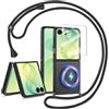MIHUTU Cover con Laccio per Samsung Galaxy Z Flip 8, Magnetica Compatibile con Accessori Magnetici, Custodia Traslucida Opaca Antiurto TPU+ PC, Set con Pellicola Schermo Esterno, Nero