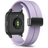LanQii 20mm Cinturino per Garmin Approach S50/S44/Vivoactive 6/Vivoactive 5/3, Silicone Magnetici Cinturini di Ricambio per Garmin Forerunner 570 42mm/165/165 Music/Venu Sq Music/Venu 2 Plus - Viola