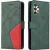CXTcase Custodia per Samsung Galaxy A13 4G, Flip Wallet Case, Protettiva in Pelle PU e TPU, Magnetica, Verde