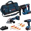 BOSCH PROFESSIONAL Set 3 utensili Bosch: GSB 18V-65 + GWS 18V-11 + GBH 18V-24 C + cacciaviti e pinze VDE + 3x GBA 5.0Ah + GAL